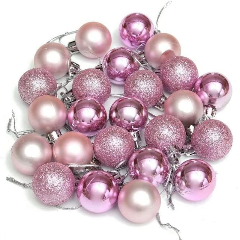 24X Christmas Baubles Hanging Decoration Pale Pink