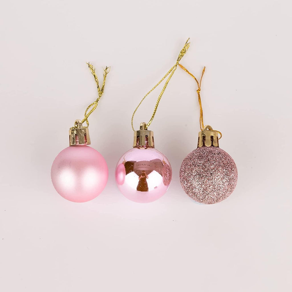 24X Christmas Baubles Hanging Decoration Pale Pink