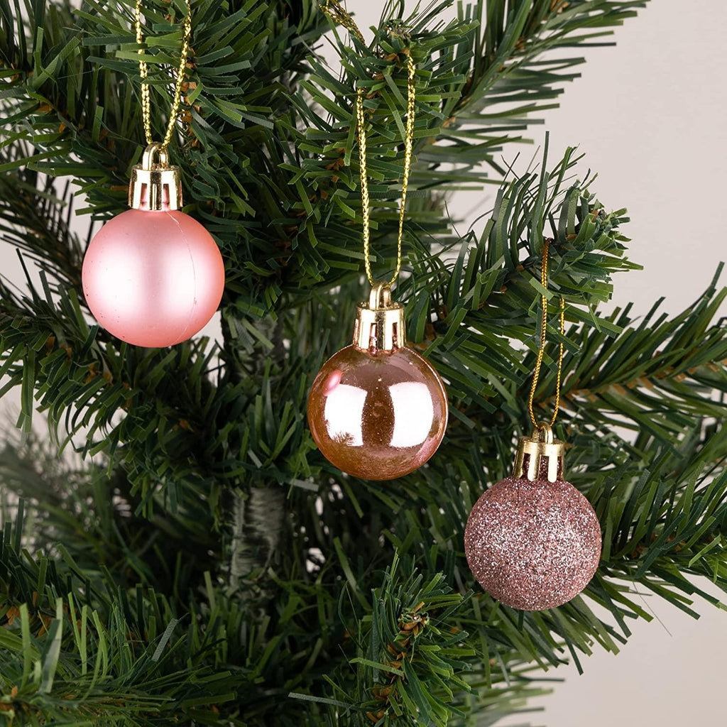 24X Christmas Baubles Hanging Decoration Pale Pink