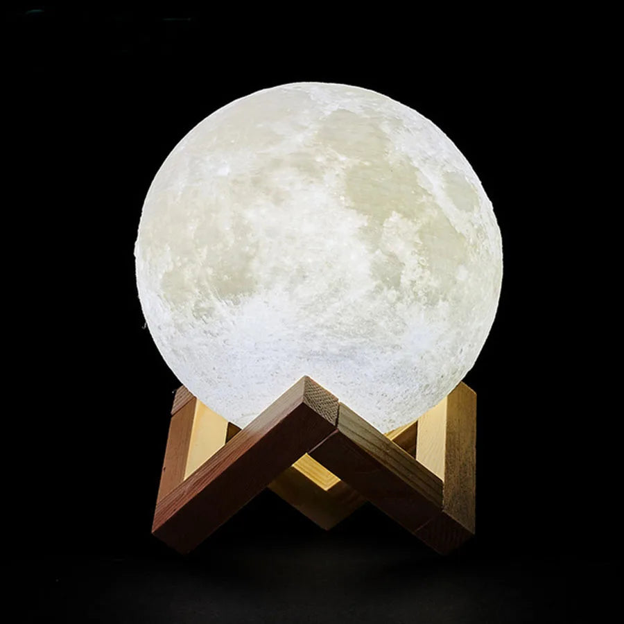 Touch Moon Light – 3D Printed Lunar Night Lamp with Warm & White LED Glow