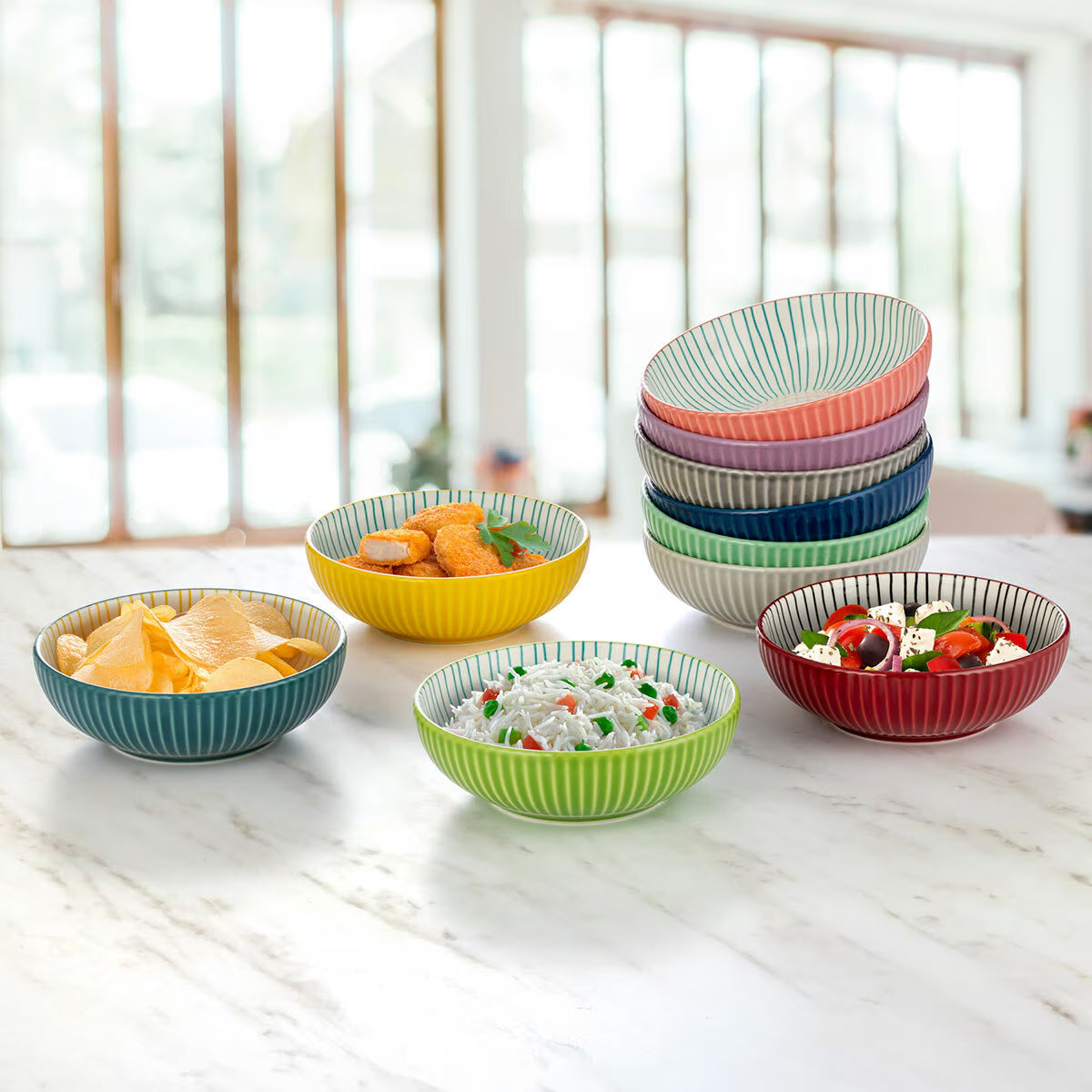 Signature Housewares 10-Piece Colourful Snack Bowl Set